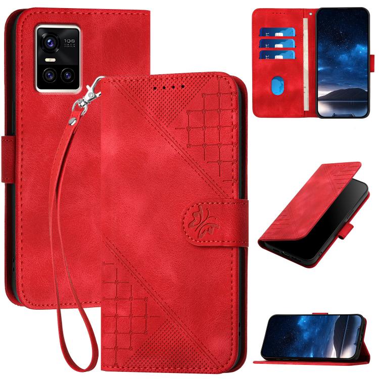Grid Butterfly Embossed Pattern Leather Phone Case with Lanyard, For vivo V50 Lite 4G / 5G, For vivo Y39 5G, For vivo Y29s 5G / Y04 4G Global, For vivo Y29 4G, For vivo V50, For vivo Y300 / V40 Lite 4G / 5G IDN, For vivo X200 Pro, For vivo S19 Pro     ...