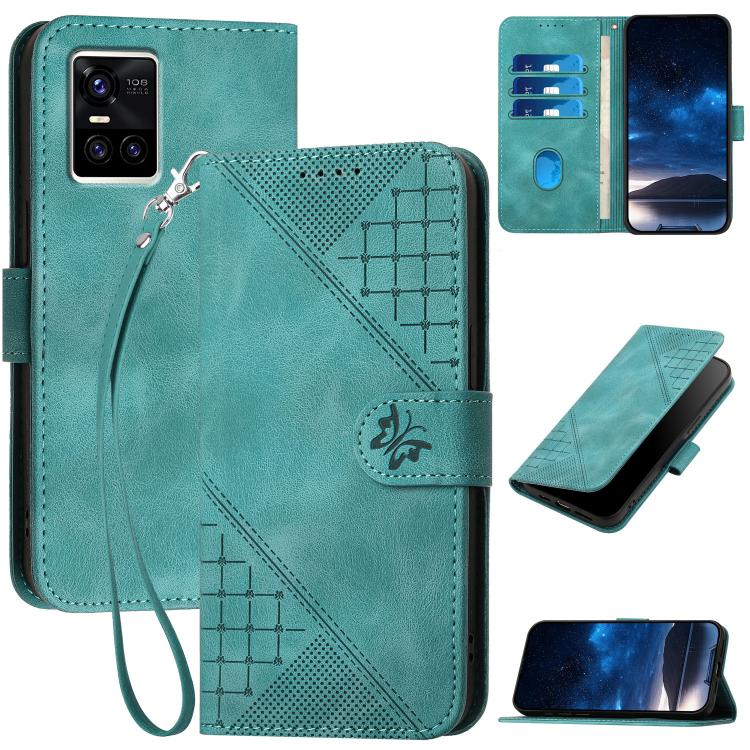 Grid Butterfly Embossed Pattern Leather Phone Case with Lanyard, For vivo V50 Lite 4G / 5G, For vivo Y39 5G, For vivo Y29s 5G / Y04 4G Global, For vivo Y29 4G, For vivo V50, For vivo Y300 / V40 Lite 4G / 5G IDN, For vivo X200 Pro, For vivo S19 Pro     ...
