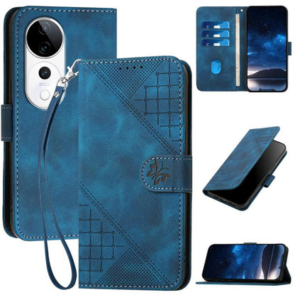 Grid Butterfly Embossed Pattern Leather Phone Case with Lanyard, For vivo V50 Lite 4G / 5G, For vivo Y39 5G, For vivo Y29s 5G / Y04 4G Global, For vivo Y29 4G, For vivo V50, For vivo Y300 / V40 Lite 4G / 5G IDN, For vivo X200 Pro, For vivo S19 Pro     ...