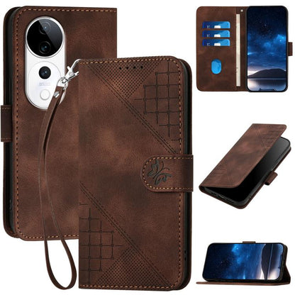 Grid Butterfly Embossed Pattern Leather Phone Case with Lanyard, For vivo V50 Lite 4G / 5G, For vivo Y39 5G, For vivo Y29s 5G / Y04 4G Global, For vivo Y29 4G, For vivo V50, For vivo Y300 / V40 Lite 4G / 5G IDN, For vivo X200 Pro, For vivo S19 Pro     ...