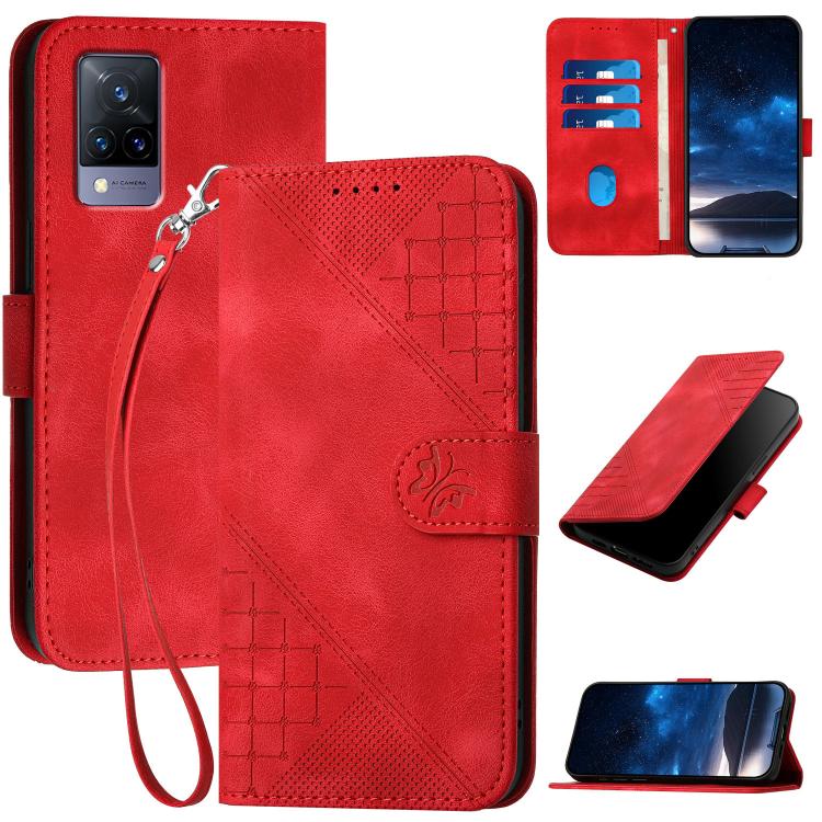 Grid Butterfly Embossed Pattern Leather Phone Case with Lanyard, For vivo V50 Lite 4G / 5G, For vivo Y39 5G, For vivo Y29s 5G / Y04 4G Global, For vivo Y29 4G, For vivo V50, For vivo Y300 / V40 Lite 4G / 5G IDN, For vivo X200 Pro, For vivo S19 Pro     ...