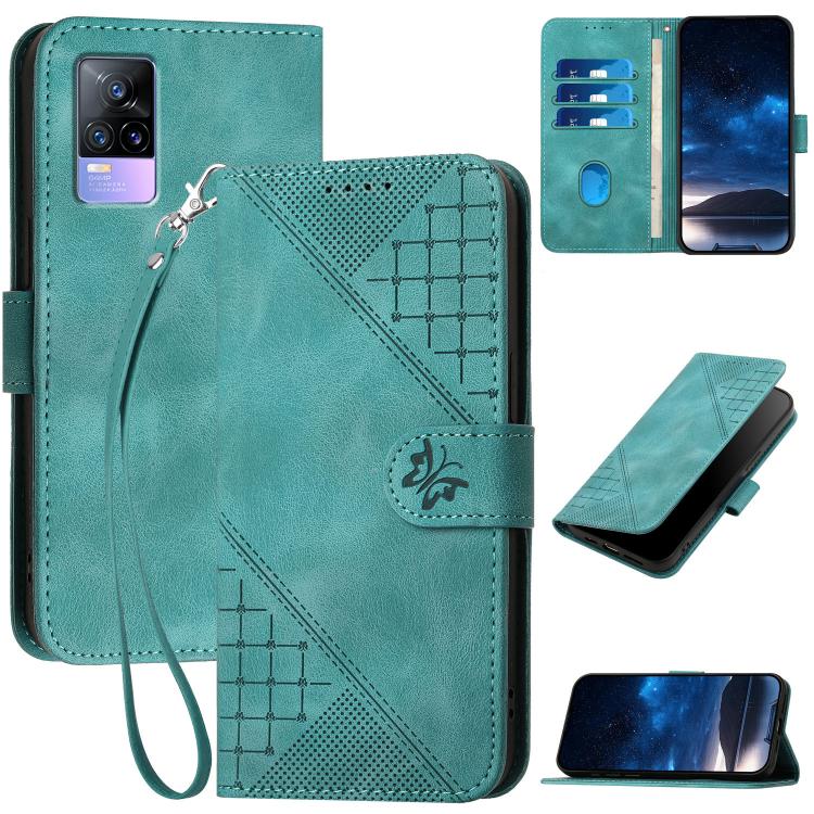 Grid Butterfly Embossed Pattern Leather Phone Case with Lanyard, For vivo V50 Lite 4G / 5G, For vivo Y39 5G, For vivo Y29s 5G / Y04 4G Global, For vivo Y29 4G, For vivo V50, For vivo Y300 / V40 Lite 4G / 5G IDN, For vivo X200 Pro, For vivo S19 Pro     ...