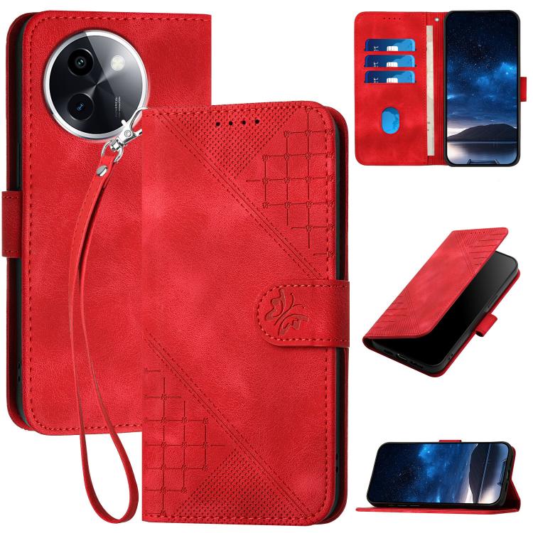 Grid Butterfly Embossed Pattern Leather Phone Case with Lanyard, For vivo V50 Lite 4G / 5G, For vivo Y39 5G, For vivo Y29s 5G / Y04 4G Global, For vivo Y29 4G, For vivo V50, For vivo Y300 / V40 Lite 4G / 5G IDN, For vivo X200 Pro, For vivo S19 Pro     ...