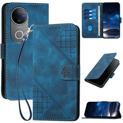Grid Butterfly Embossed Pattern Leather Phone Case with Lanyard, For vivo V50 Lite 4G / 5G, For vivo Y39 5G, For vivo Y29s 5G / Y04 4G Global, For vivo Y29 4G, For vivo V50, For vivo Y300 / V40 Lite 4G / 5G IDN, For vivo X200 Pro, For vivo S19 Pro     ...