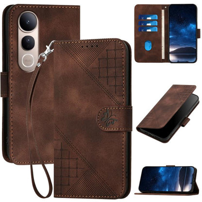 Grid Butterfly Embossed Pattern Leather Phone Case with Lanyard, For vivo V50 Lite 4G / 5G, For vivo Y39 5G, For vivo Y29s 5G / Y04 4G Global, For vivo Y29 4G, For vivo V50, For vivo Y300 / V40 Lite 4G / 5G IDN, For vivo X200 Pro, For vivo S19 Pro     ...