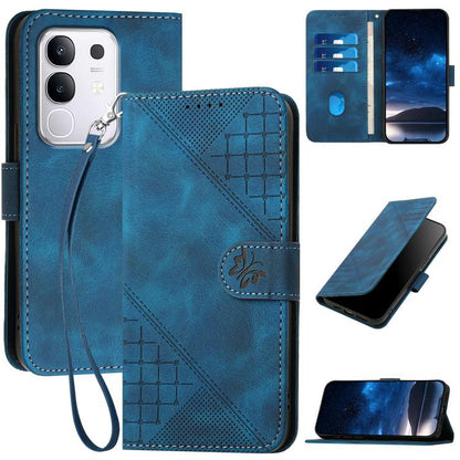 Grid Butterfly Embossed Pattern Leather Phone Case with Lanyard, For vivo V50 Lite 4G / 5G, For vivo Y39 5G, For vivo Y29s 5G / Y04 4G Global, For vivo Y29 4G, For vivo V50, For vivo Y300 / V40 Lite 4G / 5G IDN, For vivo X200 Pro, For vivo S19 Pro     ...