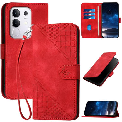 Grid Butterfly Embossed Pattern Leather Phone Case with Lanyard, For vivo V50 Lite 4G / 5G, For vivo Y39 5G, For vivo Y29s 5G / Y04 4G Global, For vivo Y29 4G, For vivo V50, For vivo Y300 / V40 Lite 4G / 5G IDN, For vivo X200 Pro, For vivo S19 Pro     ...