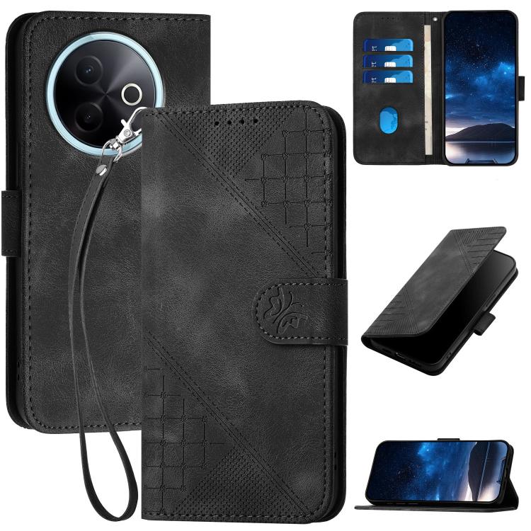 Grid Butterfly Embossed Pattern Leather Phone Case with Lanyard, For vivo V50 Lite 4G / 5G, For vivo Y39 5G, For vivo Y29s 5G / Y04 4G Global, For vivo Y29 4G, For vivo V50, For vivo Y300 / V40 Lite 4G / 5G IDN, For vivo X200 Pro, For vivo S19 Pro     ...