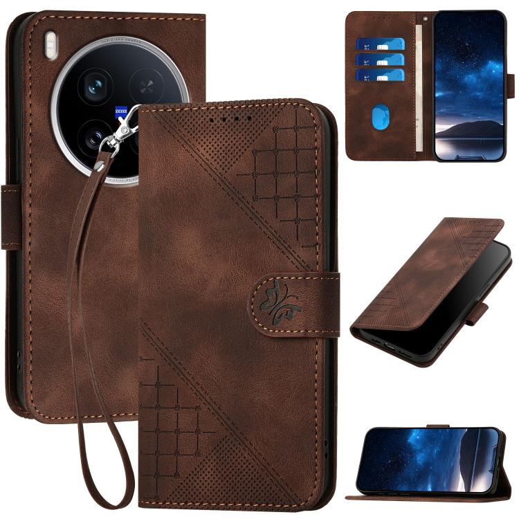 Grid Butterfly Embossed Pattern Leather Phone Case with Lanyard, For vivo Y37t 5G / Y50e / Y50s 5G, For vivo Y21 5G 2026 / Y05 4G, For vivo V70 FE 5G, For vivo Y31d 4G, For vivo V70 5G, For vivo Y500 Pro 5G, For vivo Y31 5G 2025, For vivo V60 Lite 5G  ...