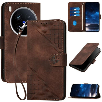 Grid Butterfly Embossed Pattern Leather Phone Case with Lanyard, For vivo Y37t 5G / Y50e / Y50s 5G, For vivo Y21 5G 2026 / Y05 4G, For vivo V70 FE 5G, For vivo Y31d 4G, For vivo V70 5G, For vivo Y500 Pro 5G, For vivo Y31 5G 2025, For vivo V60 Lite 5G  ...