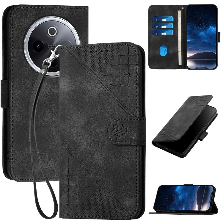Grid Butterfly Embossed Pattern Leather Phone Case with Lanyard, For vivo Y37t 5G / Y50e / Y50s 5G, For vivo Y21 5G 2026 / Y05 4G, For vivo V70 FE 5G, For vivo Y31d 4G, For vivo V70 5G, For vivo Y500 Pro 5G, For vivo Y31 5G 2025, For vivo V60 Lite 5G  ...