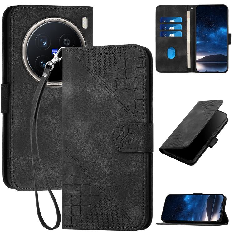 Grid Butterfly Embossed Pattern Leather Phone Case with Lanyard, For vivo V50 Lite 4G / 5G, For vivo Y39 5G, For vivo Y29s 5G / Y04 4G Global, For vivo Y29 4G, For vivo V50, For vivo Y300 / V40 Lite 4G / 5G IDN, For vivo X200 Pro, For vivo S19 Pro     ...