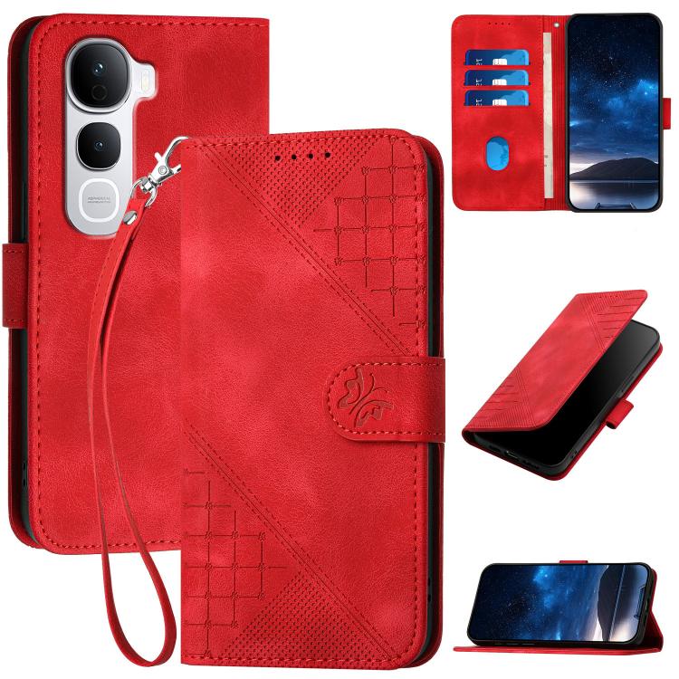 Grid Butterfly Embossed Pattern Leather Phone Case with Lanyard, For vivo Y37t 5G / Y50e / Y50s 5G, For vivo Y21 5G 2026 / Y05 4G, For vivo V70 FE 5G, For vivo Y31d 4G, For vivo V70 5G, For vivo Y500 Pro 5G, For vivo Y31 5G 2025, For vivo V60 Lite 5G  ...