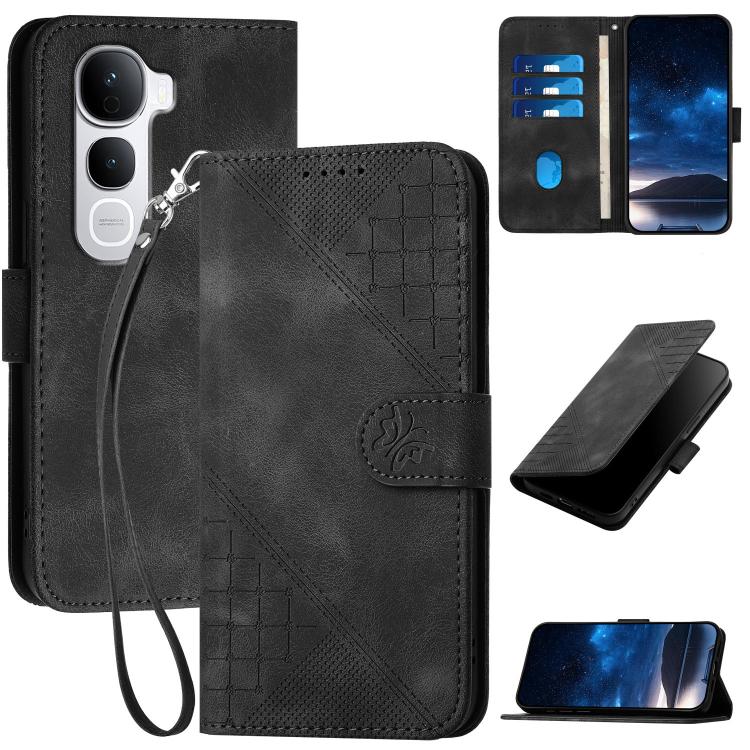 Grid Butterfly Embossed Pattern Leather Phone Case with Lanyard, For vivo Y37t 5G / Y50e / Y50s 5G, For vivo Y21 5G 2026 / Y05 4G, For vivo V70 FE 5G, For vivo Y31d 4G, For vivo V70 5G, For vivo Y500 Pro 5G, For vivo Y31 5G 2025, For vivo V60 Lite 5G  ...