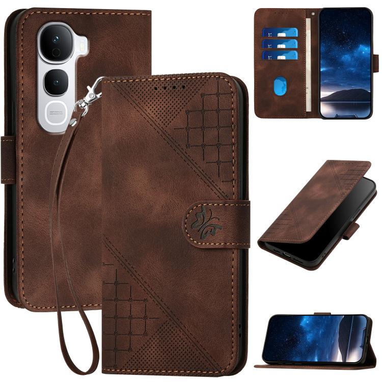Grid Butterfly Embossed Pattern Leather Phone Case with Lanyard, For vivo Y37t 5G / Y50e / Y50s 5G, For vivo Y21 5G 2026 / Y05 4G, For vivo V70 FE 5G, For vivo Y31d 4G, For vivo V70 5G, For vivo Y500 Pro 5G, For vivo Y31 5G 2025, For vivo V60 Lite 5G  ...