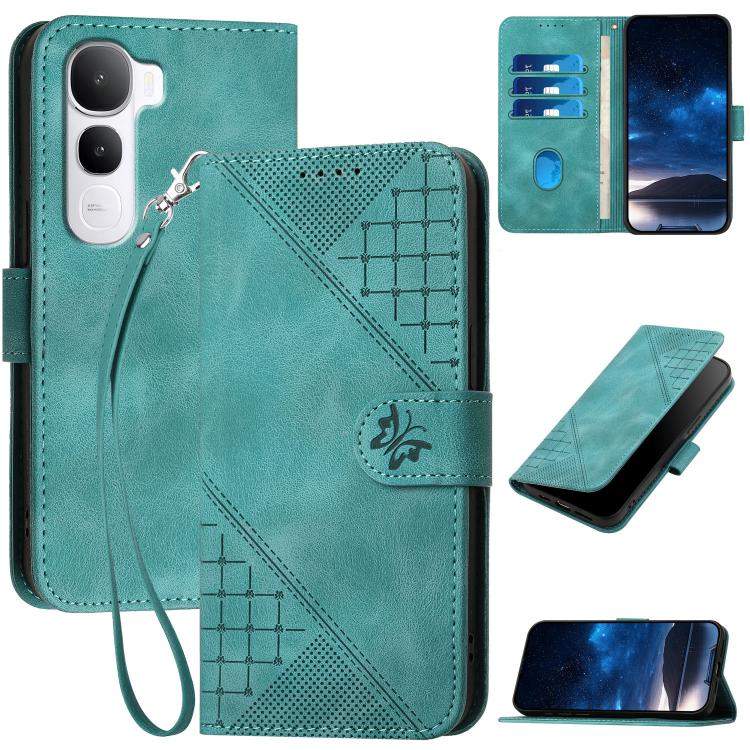 Grid Butterfly Embossed Pattern Leather Phone Case with Lanyard, For vivo Y37t 5G / Y50e / Y50s 5G, For vivo Y21 5G 2026 / Y05 4G, For vivo V70 FE 5G, For vivo Y31d 4G, For vivo V70 5G, For vivo Y500 Pro 5G, For vivo Y31 5G 2025, For vivo V60 Lite 5G  ...