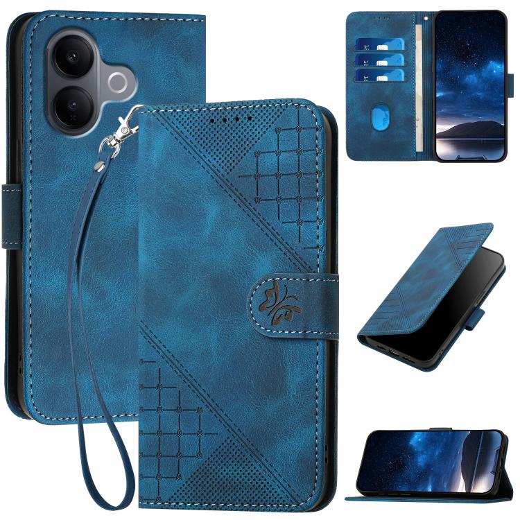 Grid Butterfly Embossed Pattern Leather Phone Case with Lanyard, For vivo Y37t 5G / Y50e / Y50s 5G, For vivo Y21 5G 2026 / Y05 4G, For vivo V70 FE 5G, For vivo Y31d 4G, For vivo V70 5G, For vivo Y500 Pro 5G, For vivo Y31 5G 2025, For vivo V60 Lite 5G  ...