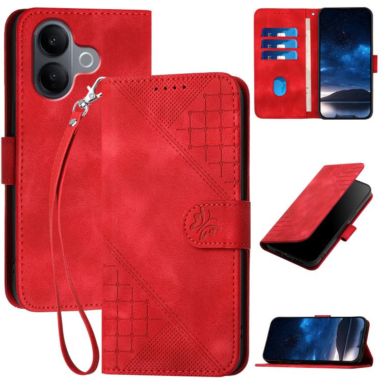 Grid Butterfly Embossed Pattern Leather Phone Case with Lanyard, For vivo Y37t 5G / Y50e / Y50s 5G, For vivo Y21 5G 2026 / Y05 4G, For vivo V70 FE 5G, For vivo Y31d 4G, For vivo V70 5G, For vivo Y500 Pro 5G, For vivo Y31 5G 2025, For vivo V60 Lite 5G  ...
