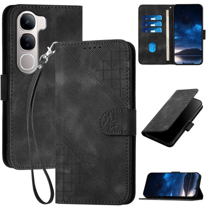 Grid Butterfly Embossed Pattern Leather Phone Case with Lanyard, For vivo Y37t 5G / Y50e / Y50s 5G, For vivo Y21 5G 2026 / Y05 4G, For vivo V70 FE 5G, For vivo Y31d 4G, For vivo V70 5G, For vivo Y500 Pro 5G, For vivo Y31 5G 2025, For vivo V60 Lite 5G  ...