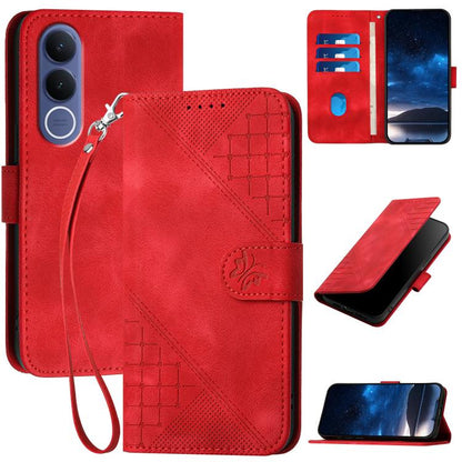 Grid Butterfly Embossed Pattern Leather Phone Case with Lanyard, For vivo Y37t 5G / Y50e / Y50s 5G, For vivo Y21 5G 2026 / Y05 4G, For vivo V70 FE 5G, For vivo Y31d 4G, For vivo V70 5G, For vivo Y500 Pro 5G, For vivo Y31 5G 2025, For vivo V60 Lite 5G  ...