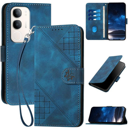 Grid Butterfly Embossed Pattern Leather Phone Case with Lanyard, For vivo Y37t 5G / Y50e / Y50s 5G, For vivo Y21 5G 2026 / Y05 4G, For vivo V70 FE 5G, For vivo Y31d 4G, For vivo V70 5G, For vivo Y500 Pro 5G, For vivo Y31 5G 2025, For vivo V60 Lite 5G  ...