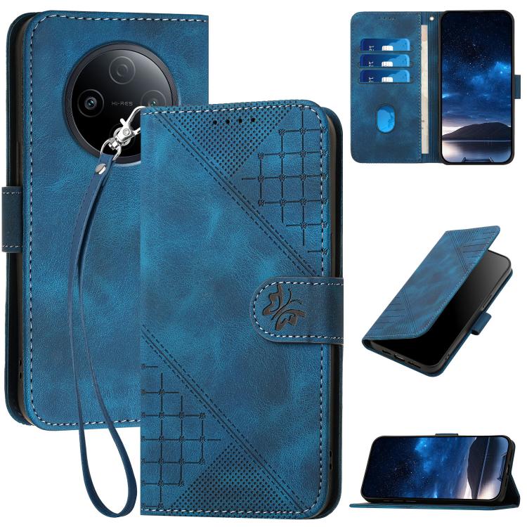 Grid Butterfly Embossed Pattern Leather Phone Case with Lanyard, For vivo Y37t 5G / Y50e / Y50s 5G, For vivo Y21 5G 2026 / Y05 4G, For vivo V70 FE 5G, For vivo Y31d 4G, For vivo V70 5G, For vivo Y500 Pro 5G, For vivo Y31 5G 2025, For vivo V60 Lite 5G  ...