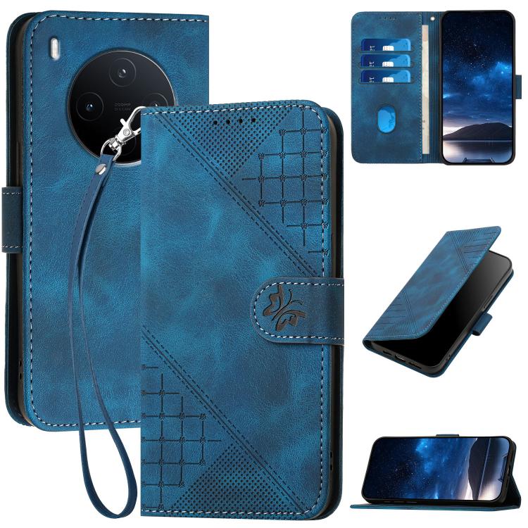 Grid Butterfly Embossed Pattern Leather Phone Case with Lanyard, For vivo Y37t 5G / Y50e / Y50s 5G, For vivo Y21 5G 2026 / Y05 4G, For vivo V70 FE 5G, For vivo Y31d 4G, For vivo V70 5G, For vivo Y500 Pro 5G, For vivo Y31 5G 2025, For vivo V60 Lite 5G  ...