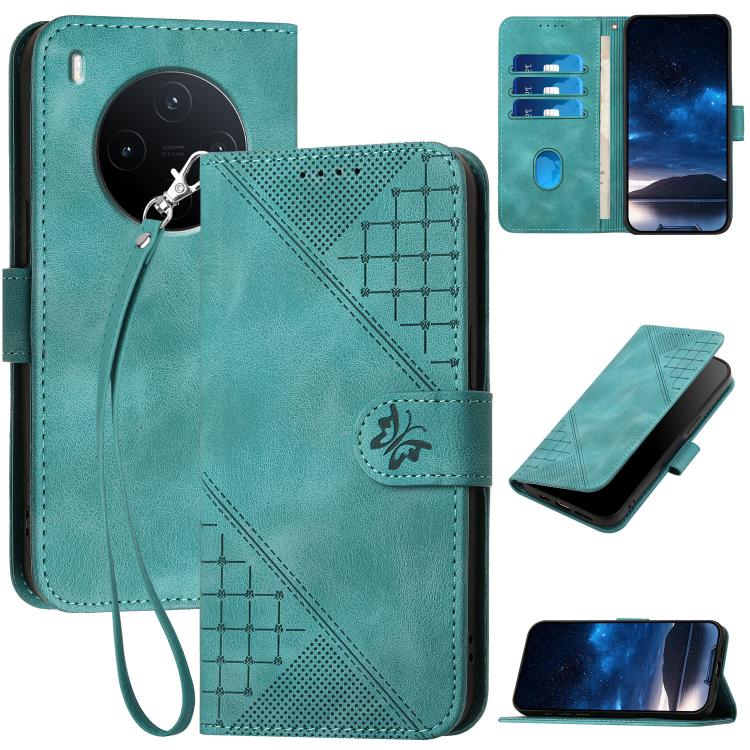 Grid Butterfly Embossed Pattern Leather Phone Case with Lanyard, For vivo Y37t 5G / Y50e / Y50s 5G, For vivo Y21 5G 2026 / Y05 4G, For vivo V70 FE 5G, For vivo Y31d 4G, For vivo V70 5G, For vivo Y500 Pro 5G, For vivo Y31 5G 2025, For vivo V60 Lite 5G  ...