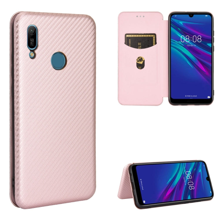 Pink carbon-fiber texture magnetic flip phone case with card slot and stand cover