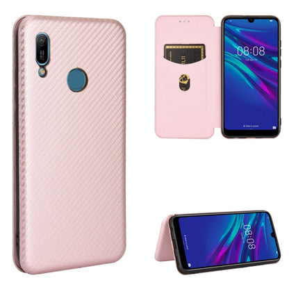 Pink carbon-fiber texture magnetic flip phone case with card slot and stand cover