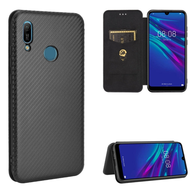 Black carbon-fiber texture magnetic flip phone case with card slot and stand