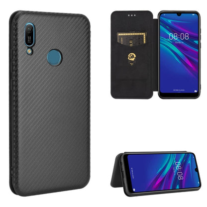 Black carbon-fiber texture magnetic flip phone case with card slot and stand