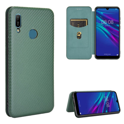 Green carbon fiber texture magnetic flip phone case with card slot and kickstand