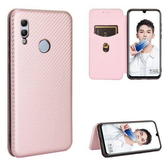 Pink carbon-fiber texture magnetic flip phone case with card slot and camera cutouts