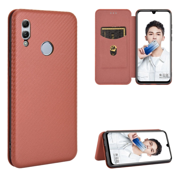 Pink magnetic flip phone case with carbon fiber back, card slot, and viewing window