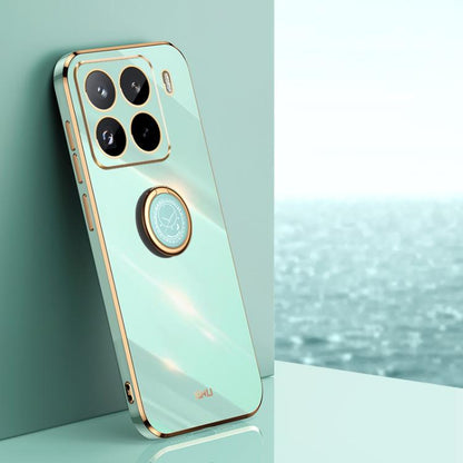 XINLI Straight Edge 6D Electroplate TPU Phone Case with Ring Holder, For Xiaomi 15 Pro, For Xiaomi 15