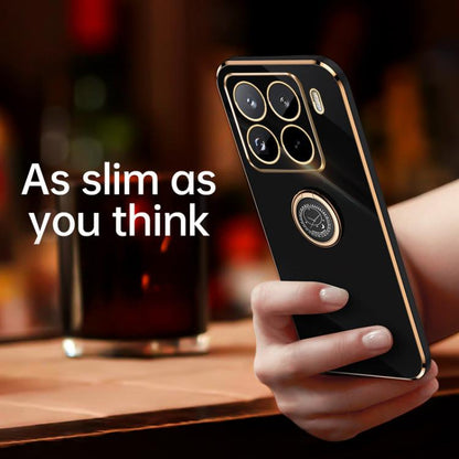 XINLI Straight Edge 6D Electroplate TPU Phone Case with Ring Holder, For Xiaomi 15 Pro, For Xiaomi 15