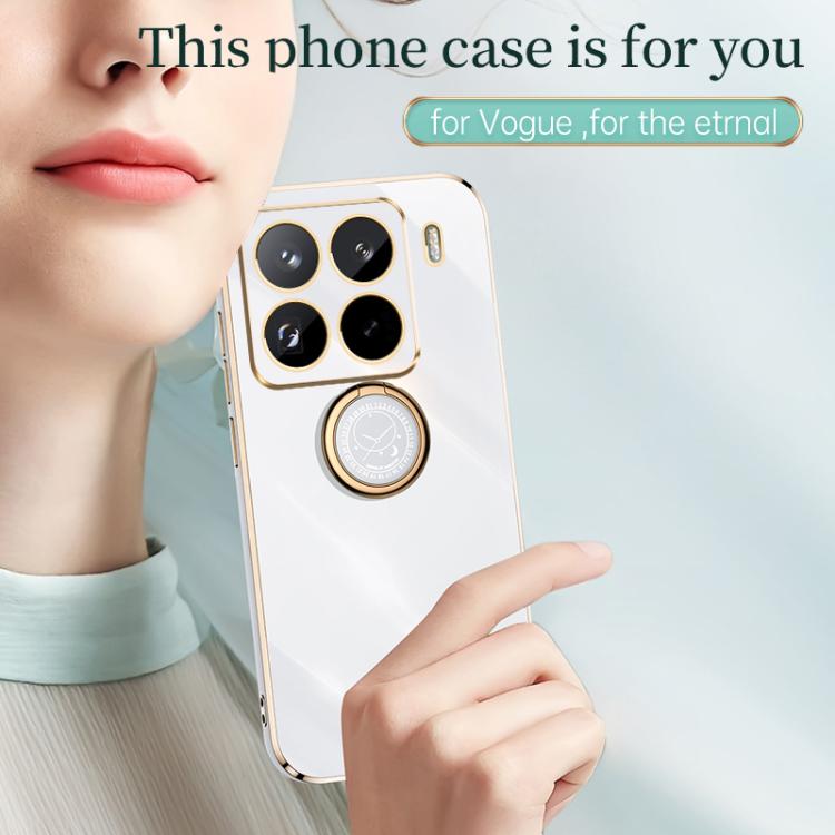 XINLI Straight Edge 6D Electroplate TPU Phone Case with Ring Holder, For Xiaomi 15 Pro, For Xiaomi 15