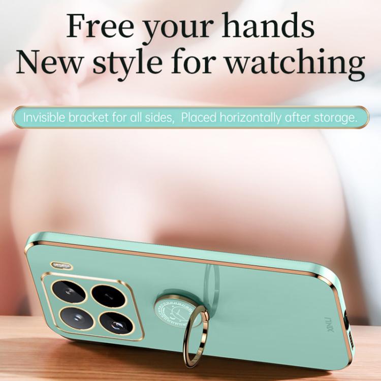XINLI Straight Edge 6D Electroplate TPU Phone Case with Ring Holder, For Xiaomi 15 Pro, For Xiaomi 15