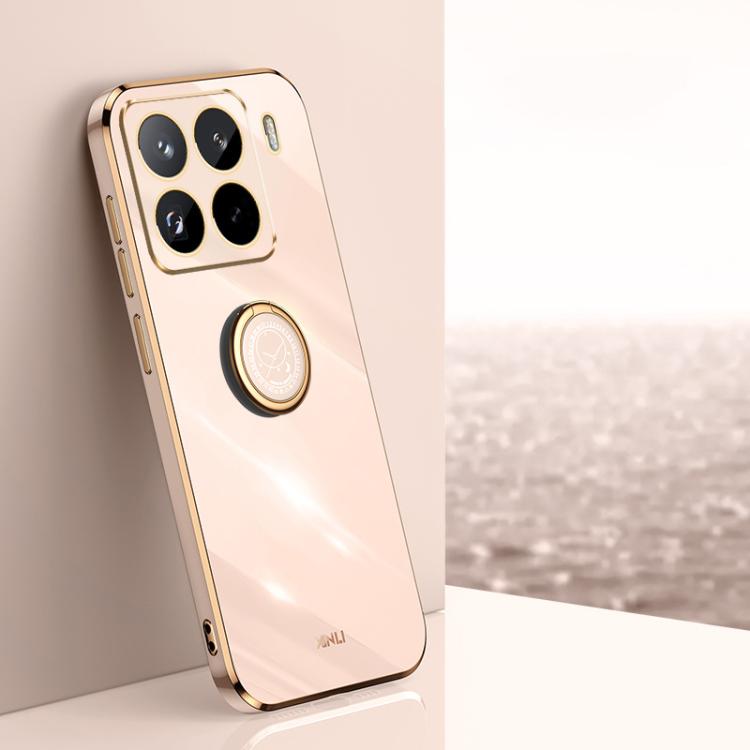 XINLI Straight Edge 6D Electroplate TPU Phone Case with Ring Holder, For Xiaomi 15 Pro, For Xiaomi 15