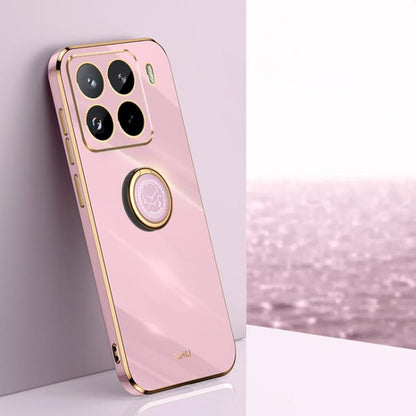 XINLI Straight Edge 6D Electroplate TPU Phone Case with Ring Holder, For Xiaomi 15 Pro, For Xiaomi 15