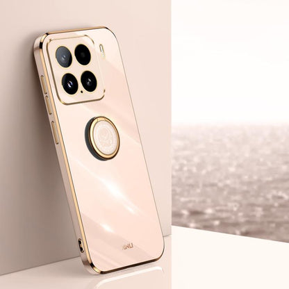 XINLI Straight Edge 6D Electroplate TPU Phone Case with Ring Holder, For Xiaomi 15 Pro, For Xiaomi 15