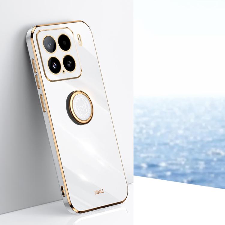 XINLI Straight Edge 6D Electroplate TPU Phone Case with Ring Holder, For Xiaomi 15 Pro, For Xiaomi 15