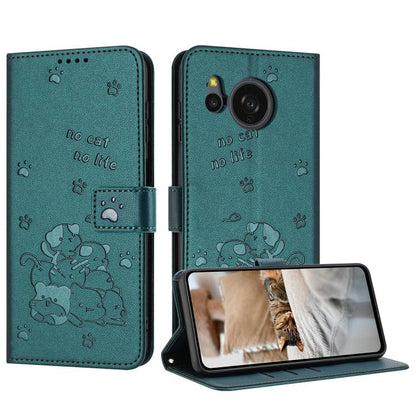 Embossed Kitten Phone Leather Case with Lanyard, For Sharp Aquos wish6, For Sharp Aquos R11, For Sharp Aquos R10 / R9, For Sharp Aquos wish5, For Sharp Aquos Sense 9, For Sharp Aquos wish4 SH-52E, For Sharp Aquos Sense 8, For Sharp Aquos Wish 3