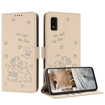Embossed Kitten Phone Leather Case with Lanyard, For Sharp Aquos wish6, For Sharp Aquos R11, For Sharp Aquos R10 / R9, For Sharp Aquos wish5, For Sharp Aquos Sense 9, For Sharp Aquos wish4 SH-52E, For Sharp Aquos Sense 8, For Sharp Aquos Wish 3