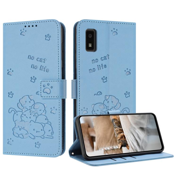 Embossed Kitten Phone Leather Case with Lanyard, For Sharp Aquos wish6, For Sharp Aquos R11, For Sharp Aquos R10 / R9, For Sharp Aquos wish5, For Sharp Aquos Sense 9, For Sharp Aquos wish4 SH-52E, For Sharp Aquos Sense 8, For Sharp Aquos Wish 3