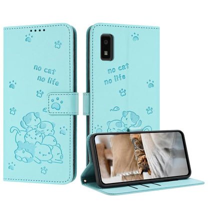 Embossed Kitten Phone Leather Case with Lanyard, For Sharp Aquos wish6, For Sharp Aquos R11, For Sharp Aquos R10 / R9, For Sharp Aquos wish5, For Sharp Aquos Sense 9, For Sharp Aquos wish4 SH-52E, For Sharp Aquos Sense 8, For Sharp Aquos Wish 3