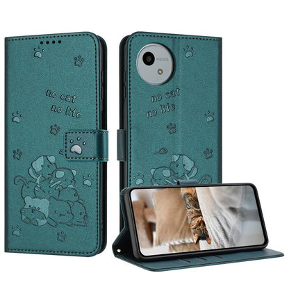 Embossed Kitten Phone Leather Case with Lanyard, For Sharp Aquos wish6, For Sharp Aquos R11, For Sharp Aquos R10 / R9, For Sharp Aquos wish5, For Sharp Aquos Sense 9, For Sharp Aquos wish4 SH-52E, For Sharp Aquos Sense 8, For Sharp Aquos Wish 3