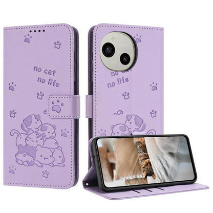 Embossed Kitten Phone Leather Case with Lanyard, For Sharp Aquos wish6, For Sharp Aquos R11, For Sharp Aquos R10 / R9, For Sharp Aquos wish5, For Sharp Aquos Sense 9, For Sharp Aquos wish4 SH-52E, For Sharp Aquos Sense 8, For Sharp Aquos Wish 3