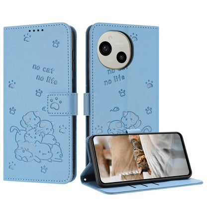 Embossed Kitten Phone Leather Case with Lanyard, For Sharp Aquos wish6, For Sharp Aquos R11, For Sharp Aquos R10 / R9, For Sharp Aquos wish5, For Sharp Aquos Sense 9, For Sharp Aquos wish4 SH-52E, For Sharp Aquos Sense 8, For Sharp Aquos Wish 3
